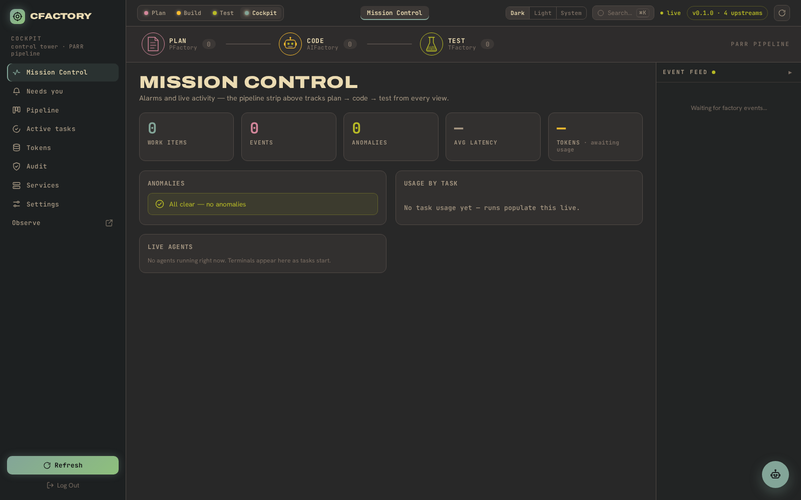 CFactory Mission Control
