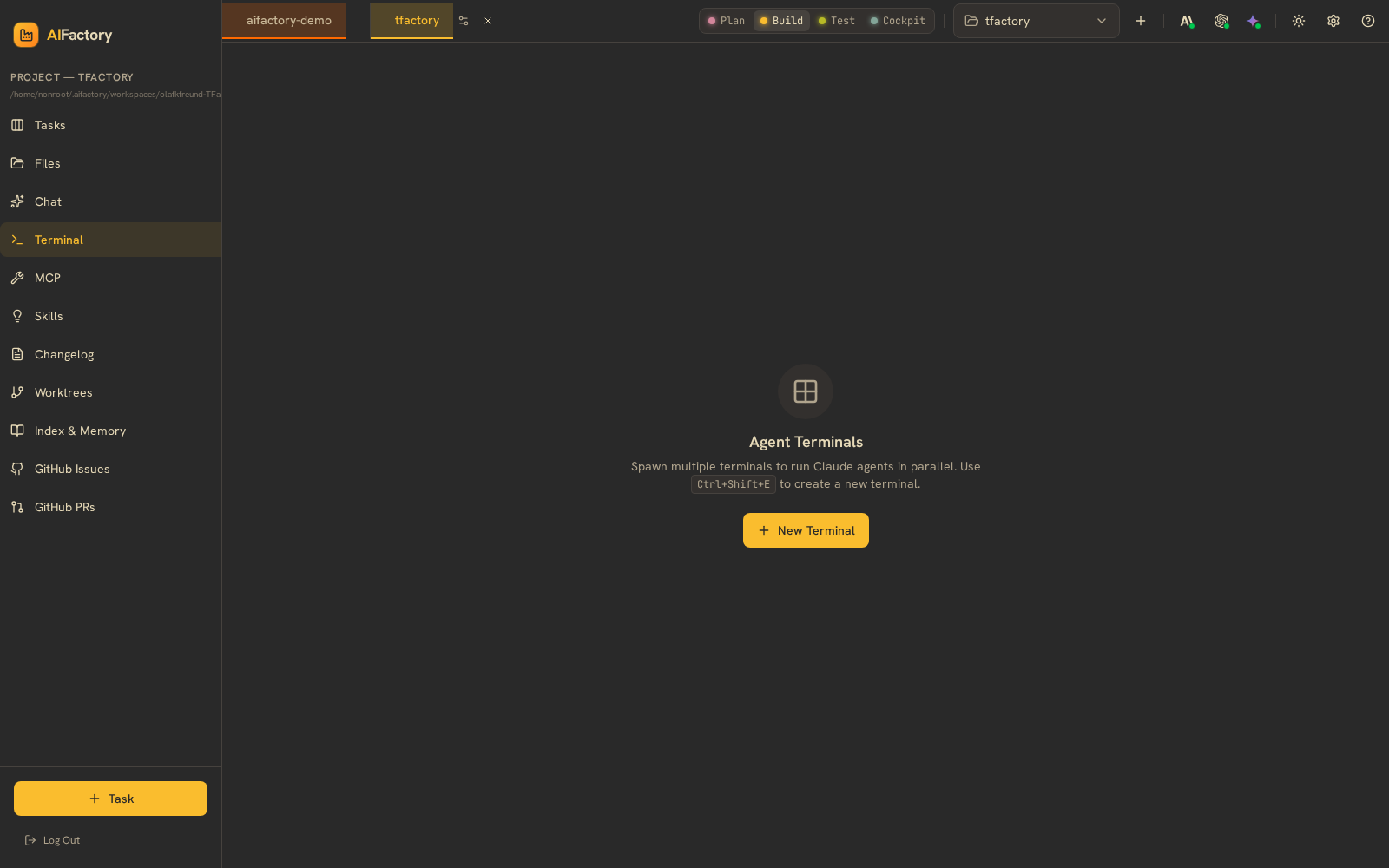 AIFactory live agent terminals
