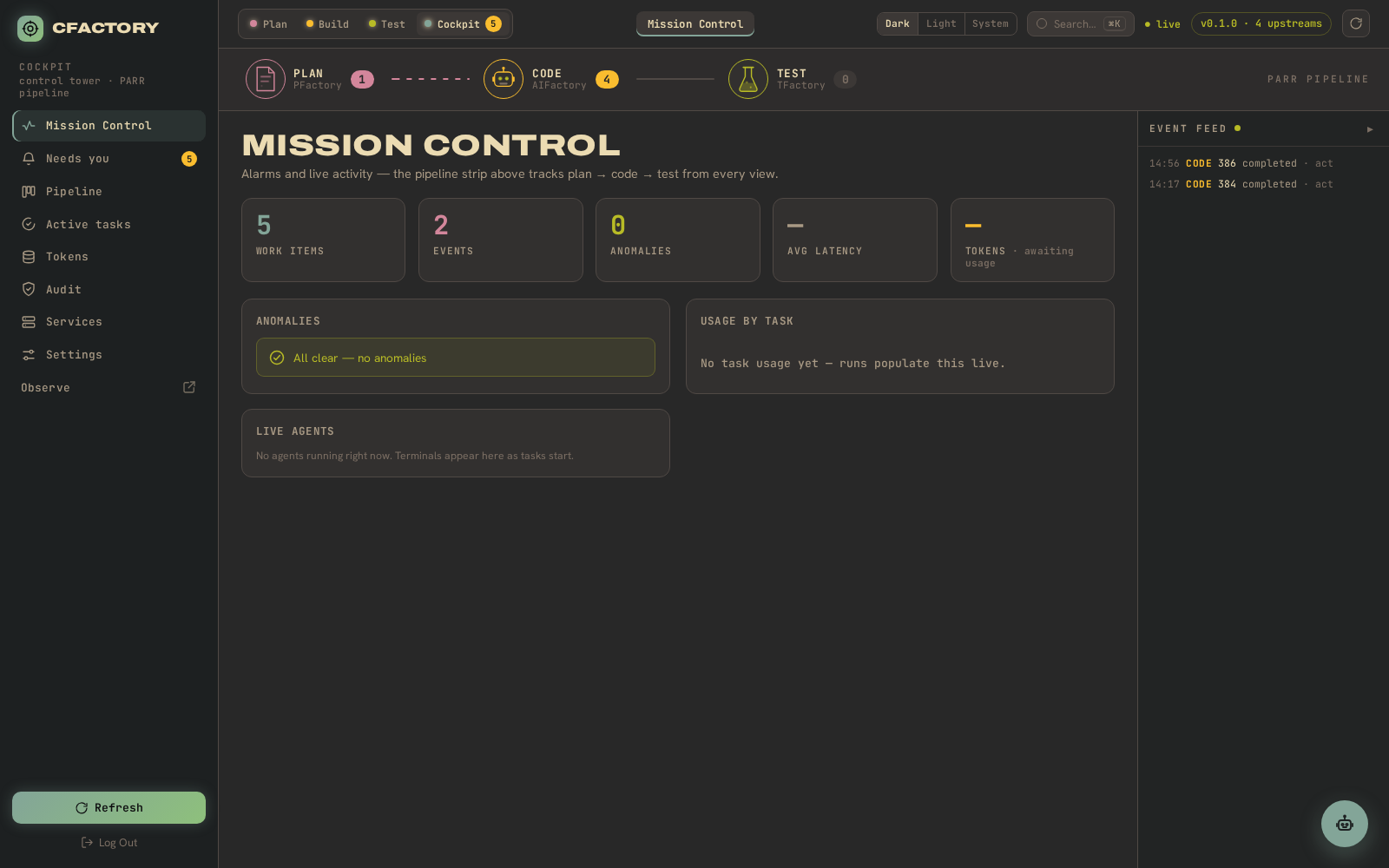 CFactory Mission Control