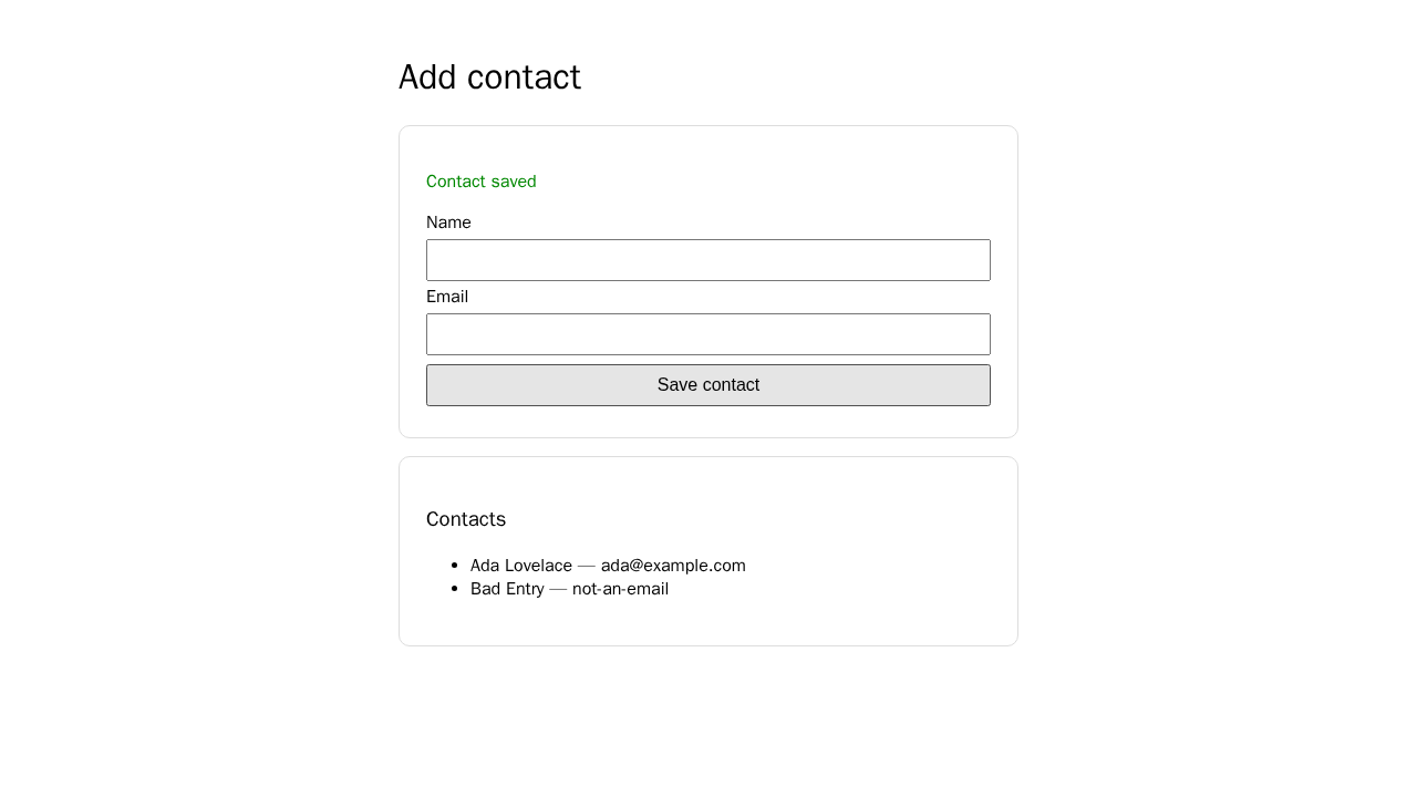 Fault: invalid email accepted