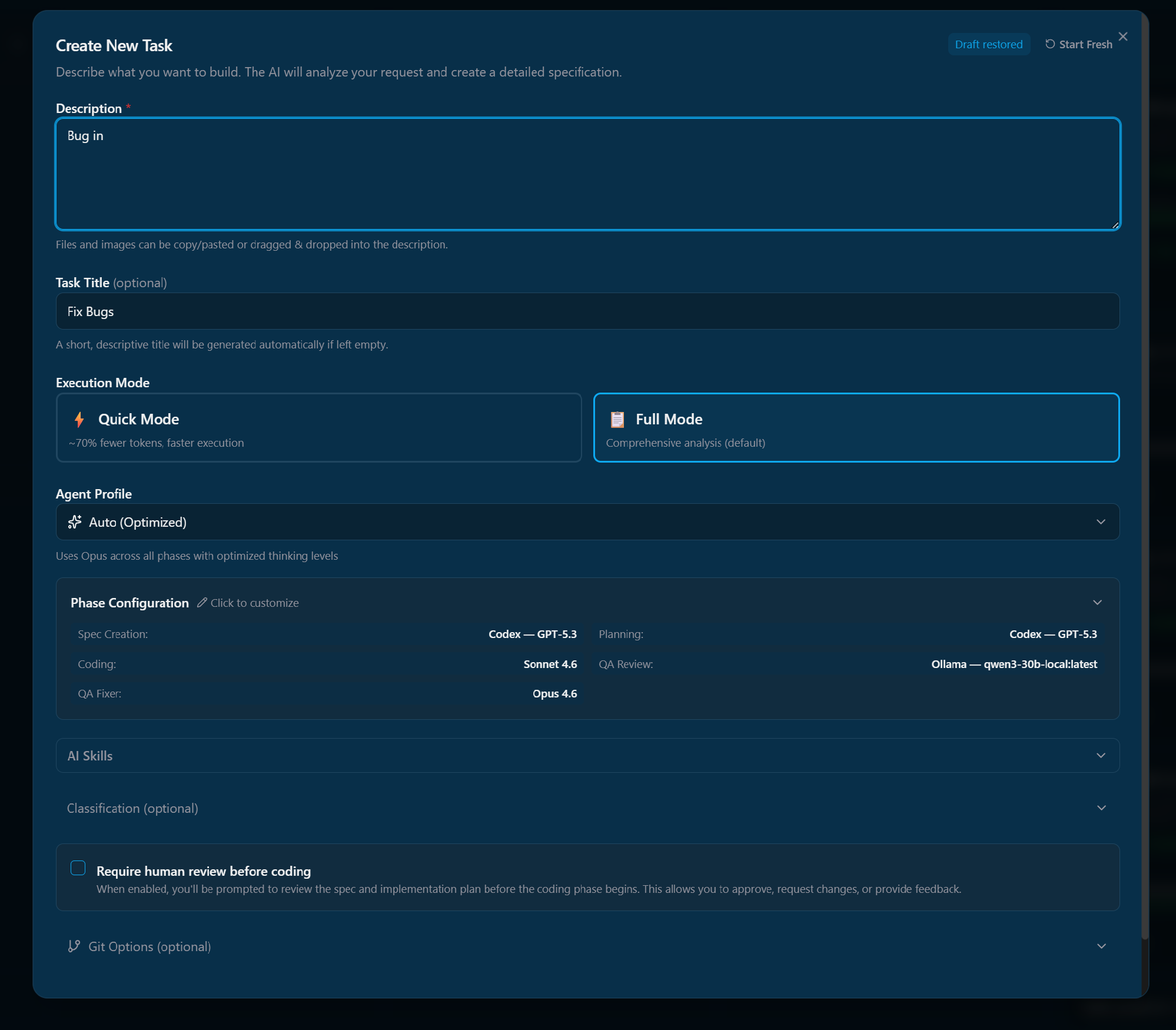 AIFactory task wizard