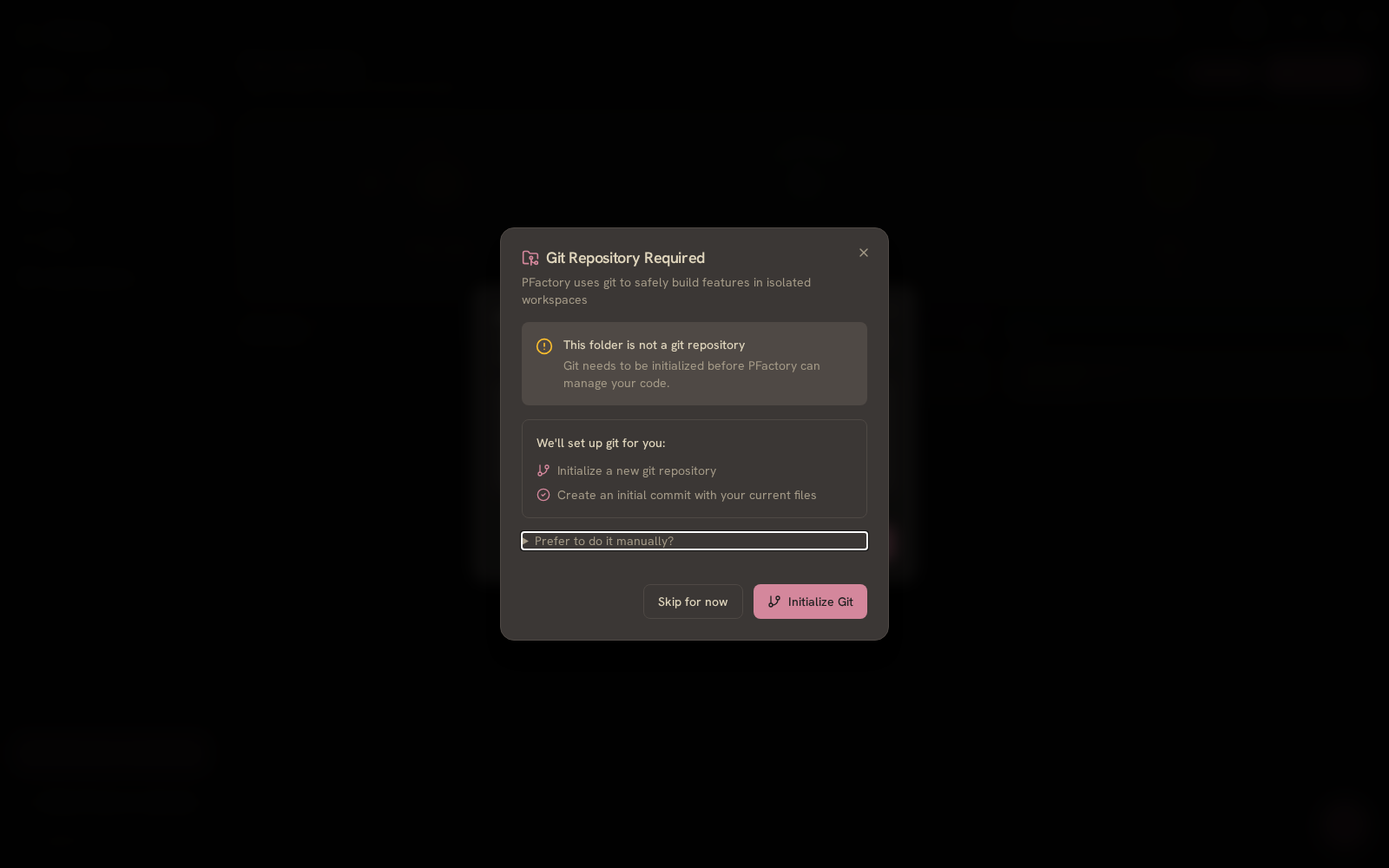 The harness dismissing PFactory's onboarding modal before crawling