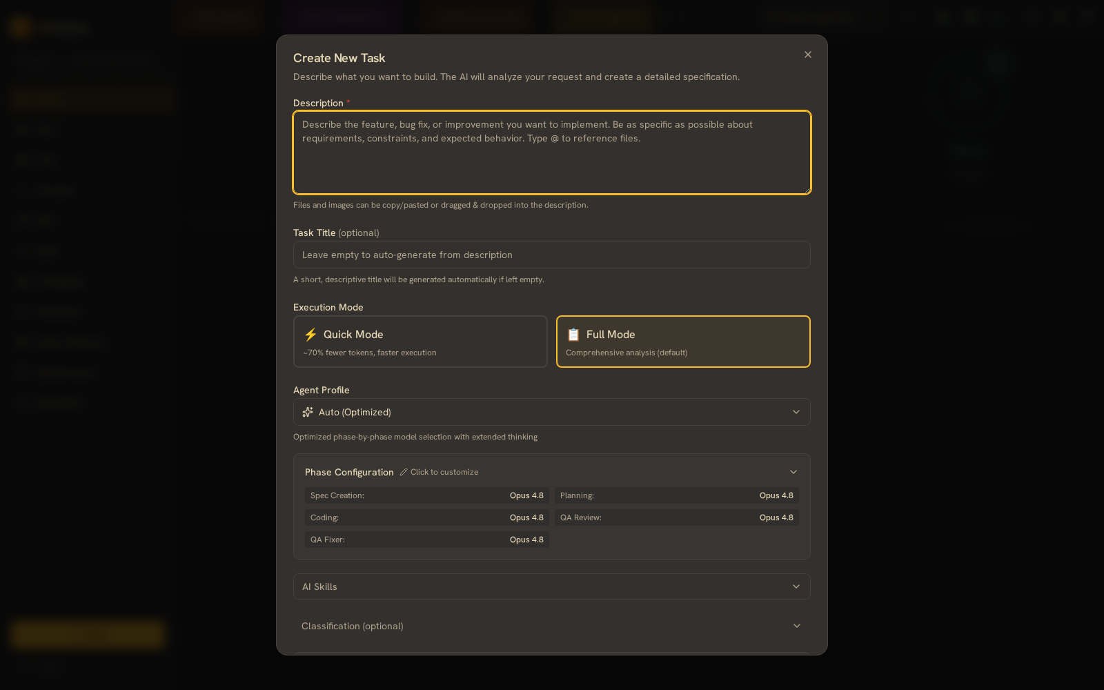 AIFactory — New task — the build wizard