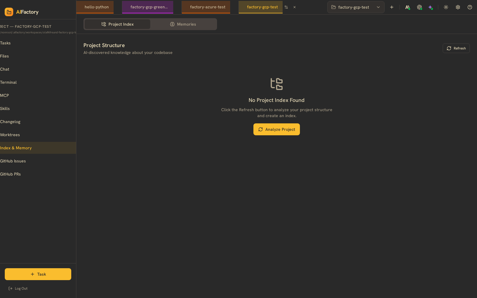 AIFactory — Index & Memory — codebase knowledge