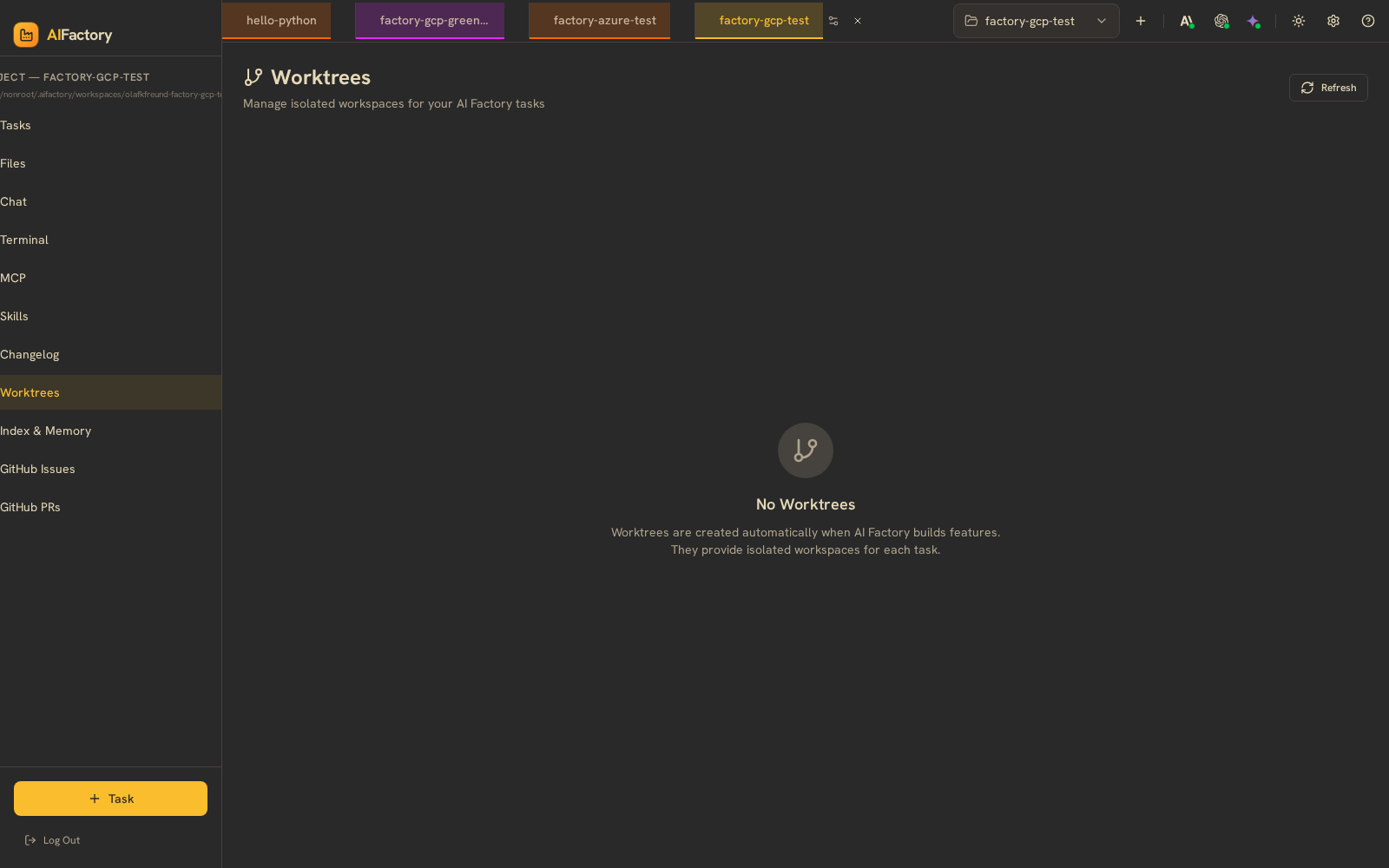 AIFactory — Worktrees — isolated build workspaces