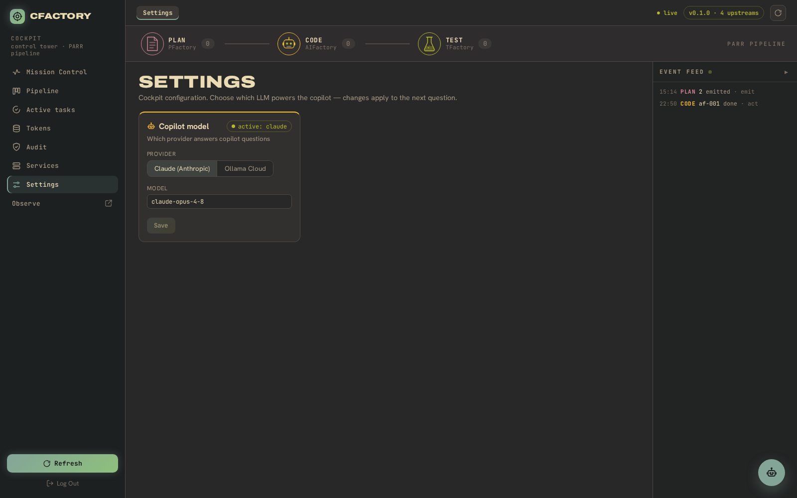 CFactory — Settings