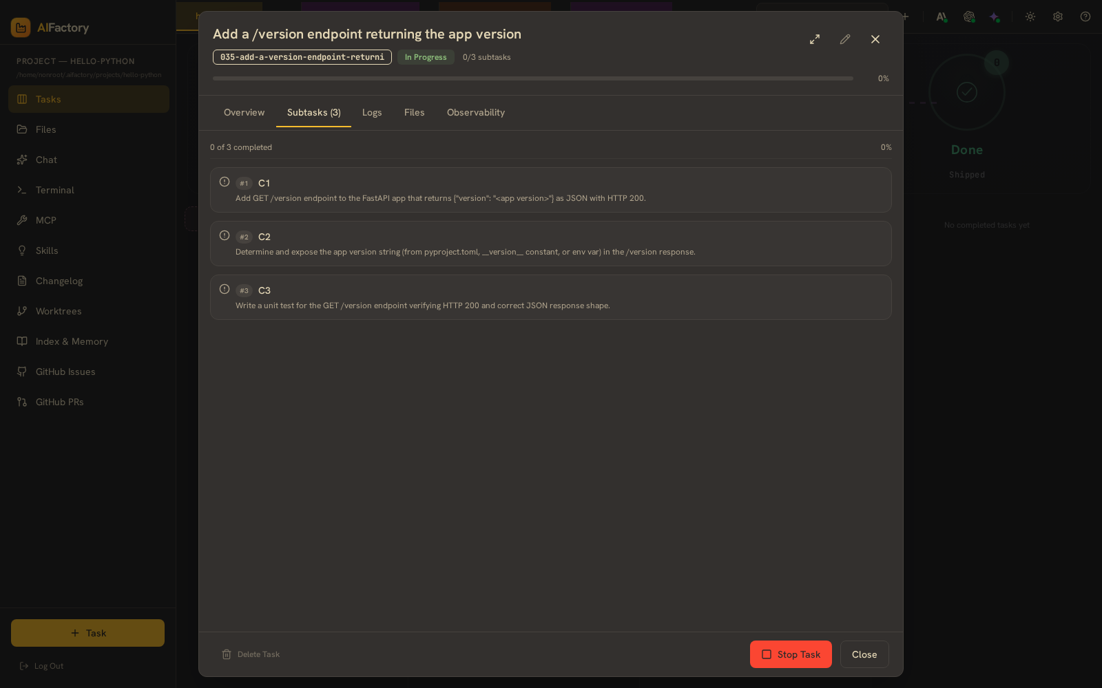 AIFactory subtasks
