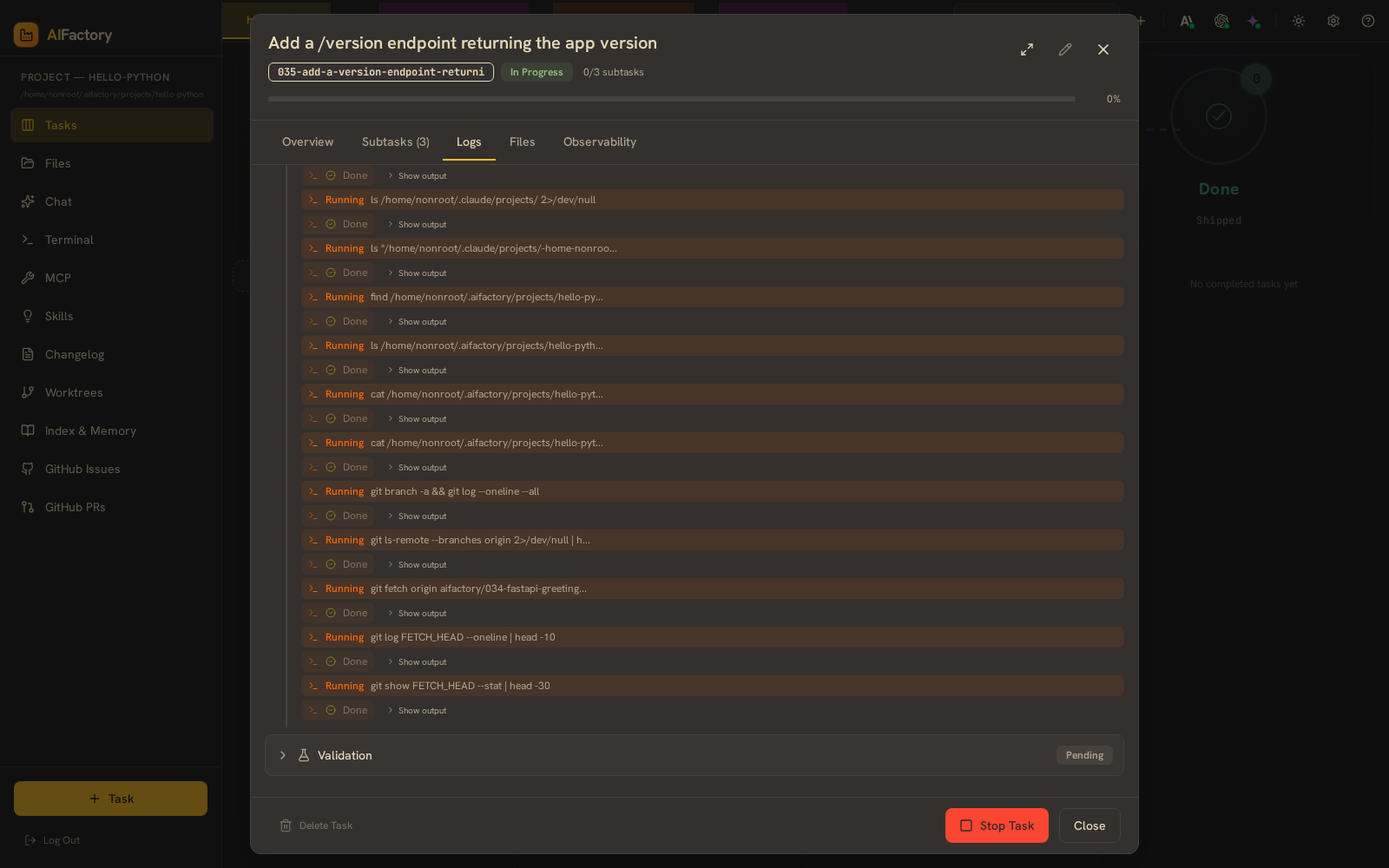 AIFactory live agent log