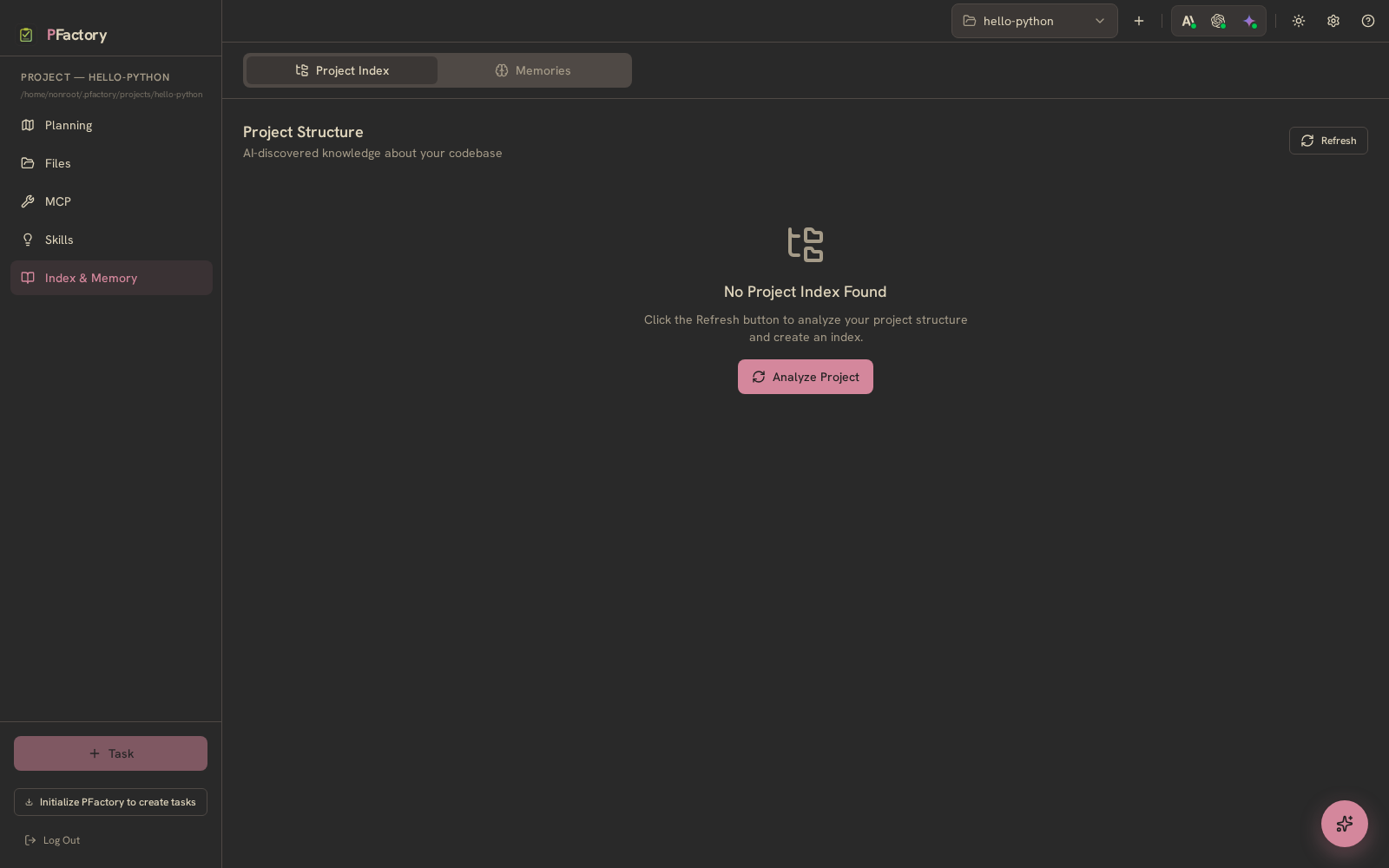 PFactory — Index & Memory — AI-discovered project knowledge