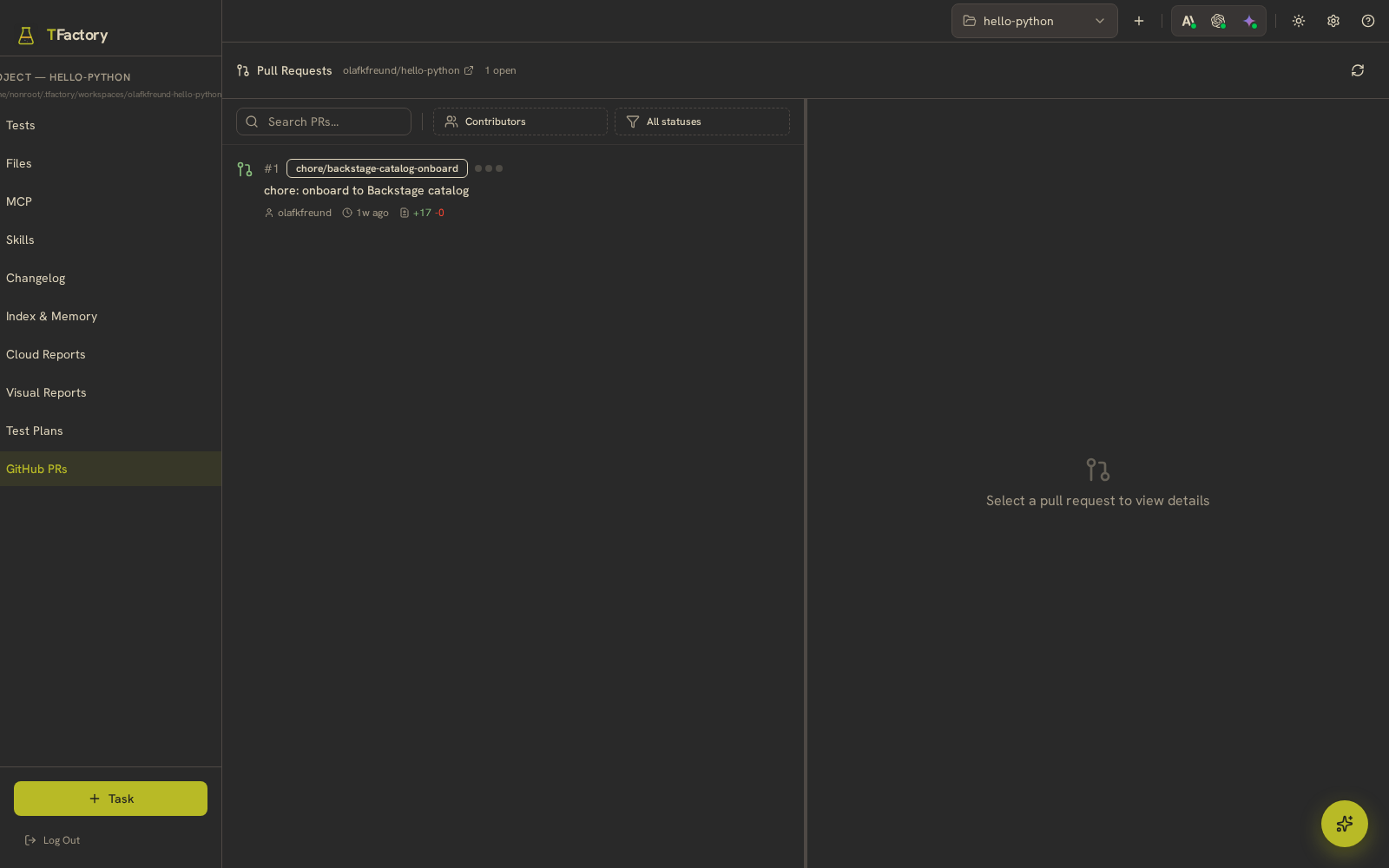TFactory — GitHub PRs